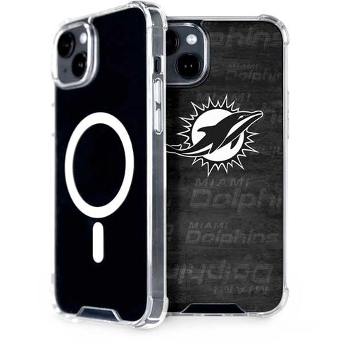NFL Miami Dolphins Black & White iPhone 15 MagSafe Case